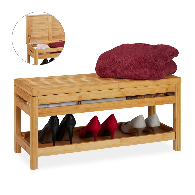 Relaxdays Sitzbank aus Massivholz mit Stauraum | Wayfair.de